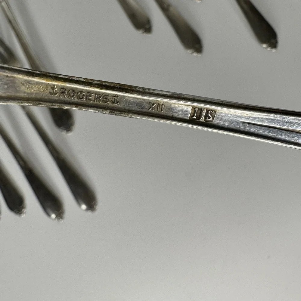 Rogers XII Silverplate Flatware Set 14pc Inspiration 1933 IS Art Deco Fork Spoon